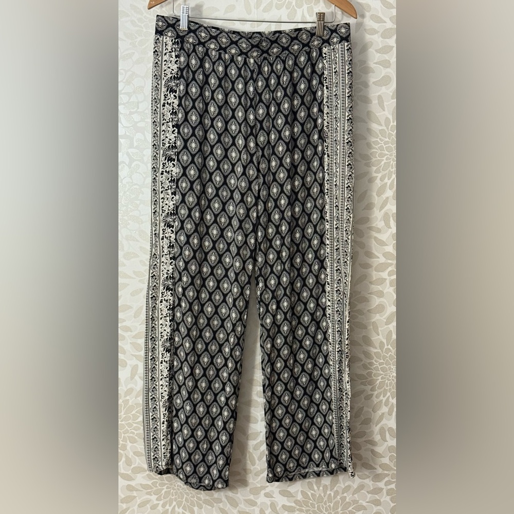 Brave Women’s L Black Boho Hippie Indian Batik Mixed Print Pull On Pants